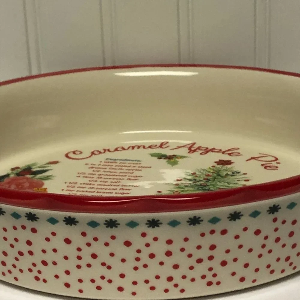Pioneer Woman Christmas 2021 Floral Medley Caramel Apple Pie Plate/Dish*New*
